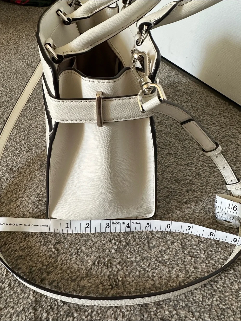 kate spade Cream Crossbody Tote with Gold Logo
